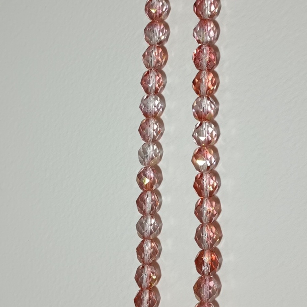 2/$20 Czech Fire Polished Two Tone Crystal Aurora Borealis 8mm Faceted Bead